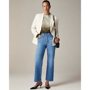 J Crew 96 Slim Cropped Ankle Leg‎ Button Fly Denim Jeans Medium Wash Size 33